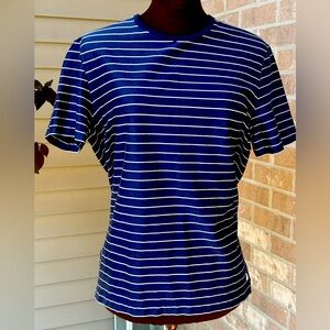 ST JOHN SPORT sS cotton bld navy/wht striped top